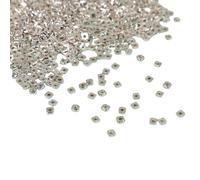 Mini cuentas cuadradas geométricas de plata de ley para mujer, 1.5 silver (about 90 pieces per gram), Metal