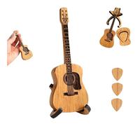 Mini Cute Edition Wooden Guitar Plectrum Case, Wooden Pick Storage Box with 3 Plectrums, Guitarists, Accessory Gift for Guitarists and Music Lovers (1PCS)