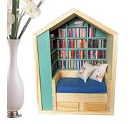 Mini De Almacenamiento De Librería - Biblioteca Miniatura de Madera, Juguete Lindo Antiestrés, Pequeño Libro Decorativo, Mini Soporte Organizador De Libros | Decoración De Pantalla Encantadora
