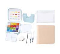 Mini de pintura de acuarela, 16 colores, juego de herramientas de dibujo y pintura compactas