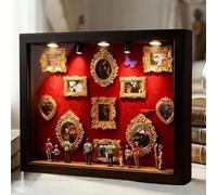 Mini De Silueta De Museo De Bricolaje - Kit De Marco De De Sombra con Mini Marcos Y Figuras Dorados, Cajas De Silueta De Marco De Vitrina De Memoria Familiar De Fotos Personalizada