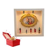 Mini de silueta de museo de bricolaje | Recuerdos con mini marcos y figuras doradas, estuche de exhibición de recuerdos familiares para fotos, bodas, día de San Valentín, festividades