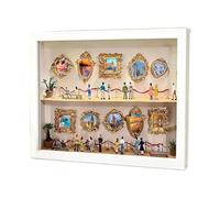 Mini de silueta de museo, madera de doble capa, 25 x 20 x 3 cm, marco de exhibición de fotos, estuche de arte de sombra, cálido brillo de día y noche, para graduación, cumpleaños, en casa