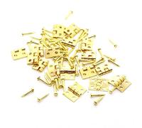 Mini Del Cajón Del Gabinete Bisagra,50 unidades mini bisagras de latón pequeñas para manualidades con 200 tornillos,bisagras de construcción de maquetas,bisagras para armario,baúl,caja de madera DIY