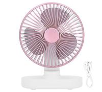 Mini Desktop Fan Automatic Oscillating USB Rechargeable Noiseless Portable Small Table Cooler Rechargeable High Speeds Fan for Outdoor (Pink)