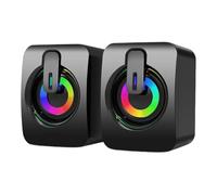 Mini Desktop Wired Speakers Pair, Plug and Play Computer Audio Speakers, Compact Design For PC Desk, TV Stand, Setup, Bedside Table Entertainment, Compact Size For Space Saving