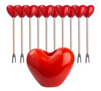Mini Dessert Fork Set - Appetizer Picks for Party Serving | Stainless Steel Build with Heart Shaped Tips Reusable Design, Small Utensils for Fruit Cheese Cake Lunch Events
