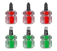 Mini Destornillador de 6 Piezas, Mango Corto y Ranurado, Phillips Corto, Bolsillo (Verde, Rojo)