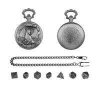 Mini Dice - Polyhedral Toy with Pocket Watch Case | 7 Pieces Polyhedral Dices | Metal Role Playing Dices For Players Beginners Board Games Parties Home Travel Adults Game Party Holiday