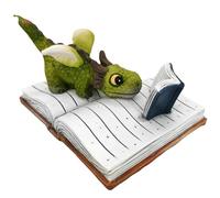 Mini Dragon Reading Figurine - Resin, Reading A Book Dragon Garden Statue Collectible | Detailed, A Book Figurine For Garden, Home Decor, Desktop Display, Fantasy Collectibles, Miniature Figurines
