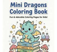 Mini Dragons Coloring Book: Cute Baby Dragons in Magical Library, Mushroom Forest, Potion World and Fantasy Adventure Scenes for Kids