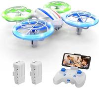 Mini Dron DEERC D23 con Cámara FPV HD 720P para Niños, luces LED, Mantenimiento de Altitud, Modo sin cabeza, Giros 3D, Control por voz y gestos, 2 Baterías, Regalo para Niños y Niñas.