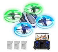 Mini Drone para Niños con Camara 720P, Drone Quadcopter con Luces, RC Helicopteros con Vuelo Automático,Modo sin Cabeza,3D Flip y 3 Baterías,Quadcopter Regalo para Niños y Principiantes