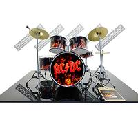 Mini Drum kit AC/DC angus young brian johnson acdc flame set tribute to Ac-Dc miniature rock 25cm model scale 1:4 collectible box set batería modelo coleccionable