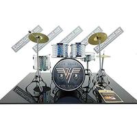Mini Drum Kit Van Halen EHV Silver Set Tribute Miniature Rock 25 cm Model Escaleras 1:4 Collectible Box Set Batería Maqueta de Colección