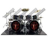 Mini Drum Set Neil Peart Grey Rush Signals Tribute Miniature Rock Model Escaleras 1:4 Colectible Size Dulls Maqueta de Colección 40 cm