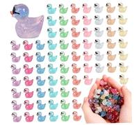 Mini Ducks 100 Pack Mini Resina Ducks, Brillos en la Oscuridad con Gafas de Sol, Animales de Resina para la casa de muñecas Aquarium Micro Fairy Garden DIY Craft Decor, Toys