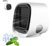 Mini Enfriador De Agua, Ventilador Ozzi Cool, Enfriador Evaporativo De 3 Velocidades, Tanque De Agua De 300 Ml Que Refresca El Aire, Luces De Colores, Carcasa Silenciosa For Poco Viento(White)