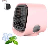 Mini Enfriador De Agua, Ventilador Ozzi Cool, Enfriador Evaporativo De 3 Velocidades, Tanque De Agua De 300 Ml Que Refresca El Aire, Luces De Colores, Carcasa Silenciosa For Poco Viento(Pink)