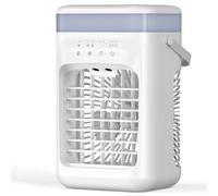 Mini enfriador de aire, ventilador de refrigeración con doble nebulización, enfriador evaporativo, alimentado por USB, para dormitorio o escritorio, color blanco.