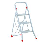 mini escalera de acero, plegable, ligera, con peldaños antideslizantes, ideal para tareas del hogar y trabajos en altura.