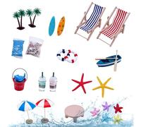 Mini Escena De Playa, Decoración de Casa de Muñecas con Escena Costera DIY, Mini Jardín Zen con Decoraciones Playeras, para Hogar Apartamento Jardín Zen Vitrina Expositor y Habitación Infantil