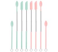 Mini Espátulas Telescópica y Cuchara, 4 Uds Pequeñas Espátulas Silicona 4 Uds Cucharas Telescópicas Retráctil Juego de Espátula de Silicona para Cocina Botella Estrecha Cosméticos (Rosa, Verde)