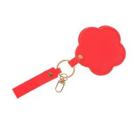 Mini Espejo de Maquillaje Portátil Tapa, Llavero Rojo floral | Exterior de PU, Vidrio y Metal, Correa, Acceso Rápido, para Viaje, Hogar y Bolso