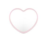 Mini espejo en forma de corazón, espejo de maquillaje portátil de una sola cara, espejo de corazón simple, espejo de maquillaje portátil de viaje para mujer (rosa)