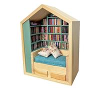 Mini estantería Stress - Decoración de rincón de librería de madera | Estante pequeño para rompecabezas con diseño compacto, estilo caprichoso, fácil montaje para dormitorio, habitación de esquina, or