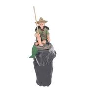 Mini Estatua de Pescador para Acuario, Adorno Oriental Zen de Plástico