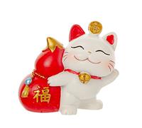 Mini estatua Maneki Neko, figura de gato de la suerte con dinero, gato Caishen, gato CAI Shen, gato de la suerte de la suerte, gato japonés chino de la suerte, lindo gato de la riqueza, regalo de Año Nuevo chino, decoración de tienda de automóviles Feng Shui