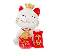Mini estatua Maneki Neko, figura de gato de la suerte con dinero, gato Caishen, gato CAI Shen, gato de la suerte de la suerte, gato japonés chino de la suerte, lindo gato de la suerte con cabeza agitada, regalo de Año Nuevo chino, decoración de tienda de automóviles Feng Shui