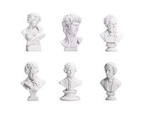 Mini estatuas de yeso, famosa escultura de busto de yeso, retratos, manualidades, adorno de escritorio, decoración del hogar, gran músico (6 piezas)