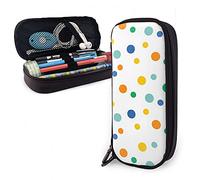 Mini estuche de cuero con puntos de circo de gran capacidad, bolsa para lápices, organizador de papelería con cremallera, caja de almacenamiento y bolsa de maquillaje, color, 5.0cm*10.5cm*20.5cm,