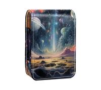 Mini estuche de lápiz labial con espejo para bolso, funda portátil Cosmic Space Galaxy, Multicolor 1, 9.5x2x7 cm/3.7x0.8x2.7 in