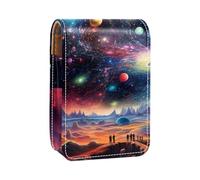 Mini estuche de lápiz labial con espejo para bolso, funda portátil Cosmic Space Galaxy, Multicolor 1, 9.5x2x7 cm/3.7x0.8x2.7 in