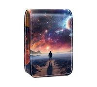 Mini estuche de lápiz labial con espejo para bolso, funda portátil Cosmic Space Galaxy, Multicolor 7, 9.5x2x7 cm/3.7x0.8x2.7 in