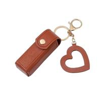 Mini estuche para pintalabios, pequeño neceser, portátil, elegante, de piel sintética, con colgante de amor, para pintalabios, brillo de labios, perfume, esmalte de uñas, marrón, ver descripción, Ver