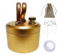 Mini estufa de alcohol, estufa de mochila para acampar, autopresurizada, portátil de 45 ml con soporte, almohadilla de silicona y bolsa de almacenamiento (dorado)..
