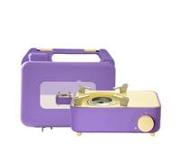 Mini estufa de gas portátil plegable de 2,1 kW, ultraligero, quemador de butano cuadrado para exteriores para viajes de senderismo (morado)
