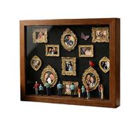 Mini exhibición de museo, caja de recuerdos de silueta, marco de fotos de 8.94 x 12.36 x 1.46 pulgadas con función de luz, estuche de recuerdo de mesa, mini caja decorativa con fácil visualización