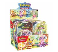 MINI EXPOSITOR DE LATA DE 8 TARJETAS DE JCC POKEMON: ESCARLATA Y VIOLETA: EVOLUCIONES PRISM TICAS