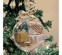 Mini Express Box Ornaments,Personalized Christmas Express Balls Ornament,Clear Ball Ornament for Christmas Tree,Minis Christmass Halloween Ornaments,Home Christmass Tree Decorations (Gold Box)