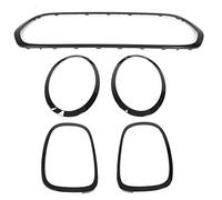 Mini F55 F56 F57 One S JCW 2014+ Embellecedores de Cubierta Envolvente de Parrilla Delantera, Kit de Reemplazo de Material ABS+PP Negro Brillante, Juego de 5 Piezas para