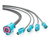 Mini FAKRA AMK14K-1M4Z5-Z - Cable coaxial 4 en 1 a 4 x FAKRA 59Z176-C01-Z, IP67, impermeable, 50 ohmios, DC-6 GHz, para transmisión de datos automotriz (3 m)