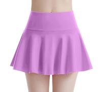 Mini Falda Cómoda Falda De Yoga Plisada Para Mujer De Cintura Alta Deportiva Media Falda Para Correr Tenis De Secado Rápido Falda Desnuda Blanco Corto, Color lila claro., S