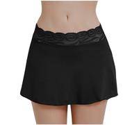 Mini falda de color liso para mujer, cintura elástica, minifalda de verano sexy de color sólido de encaje casual delgado corte ajustado cómodo elástico falda de verano para mujer faldas cortas