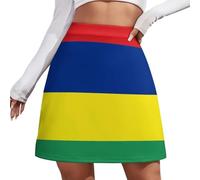 Mini Falda Mujer - Falda Corta Sexy De Cintura Alta, Detalles Tema Patriótico Y Bandera De Mauricio, Verano Y Otoño, Tallas Grandes S-4Xl, Mauricio
