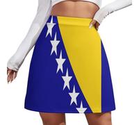 Mini Falda Mujer - Falda Corta Sexy De Cintura Alta, Estilo Patriótico Y Bandera De Bosnia Y Herzegovina, Verano Y Otoño, Bosnia Y Herzegovina, S-4Xl
